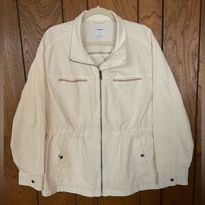 Old Navy Cream XXL Women’s Zip Up Jacket. Embroidery Detail. Drawstring Waist.